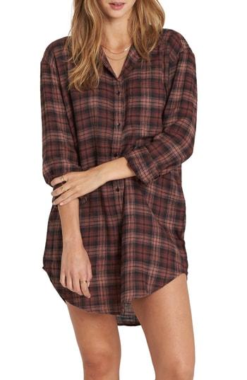 Women's Billabong Tales Of Winter Plaid Shirtdress - Purple