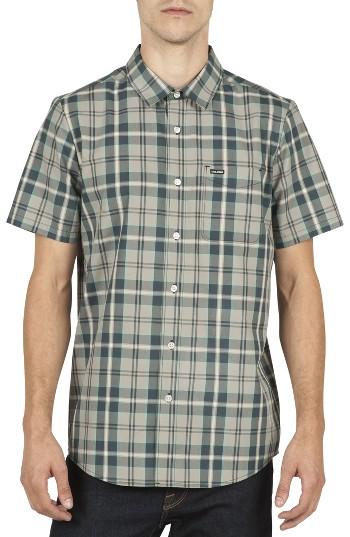 Men's Volcom Plaid Sport Shirt, Size - Grey