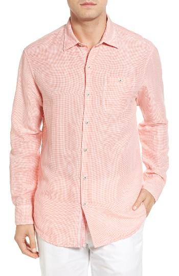Men's Tommy Bahama Check Linen Sport Shirt - Orange