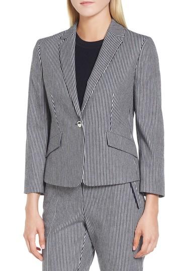 Women's Boss Katemika Stripe Stretch Cotton Suit Jacket - Blue