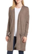 Women's Halogen Long Open Cardigan - Brown