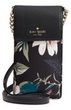Women's Kate Spade New York Botanical Print Leather Phone Crossbody Bag - Black