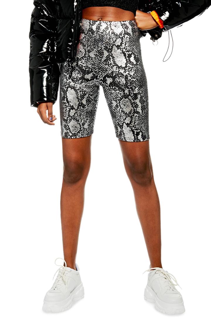 Women's Topshop Foil Snake Print Cycling Shorts