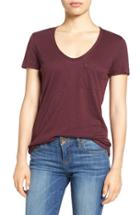 Women's Caslon Relaxed Slub Knit U-neck Tee - Burgundy