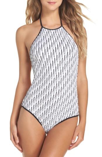 Women's Diane Von Furstenberg Textured One-piece Swimsuit, Size - White