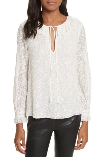 Women's Rebecca Taylor Textured Vines Silk Top - White
