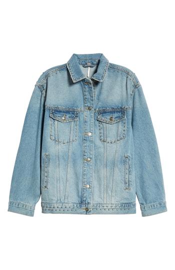 Women's Free People Studded Trucker Denim Jacket