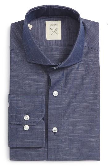 Men's Strong Suit Trim Fit Chambray Dress Shirt