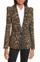 Women's Smythe Leopard Puff Shoulder Wool Blazer - Brown