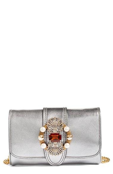 Miu Miu Jewel Flap Goatskin Leather Clutch -