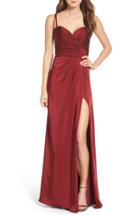 Women's La Femme Ruched Bodice Gown - Red