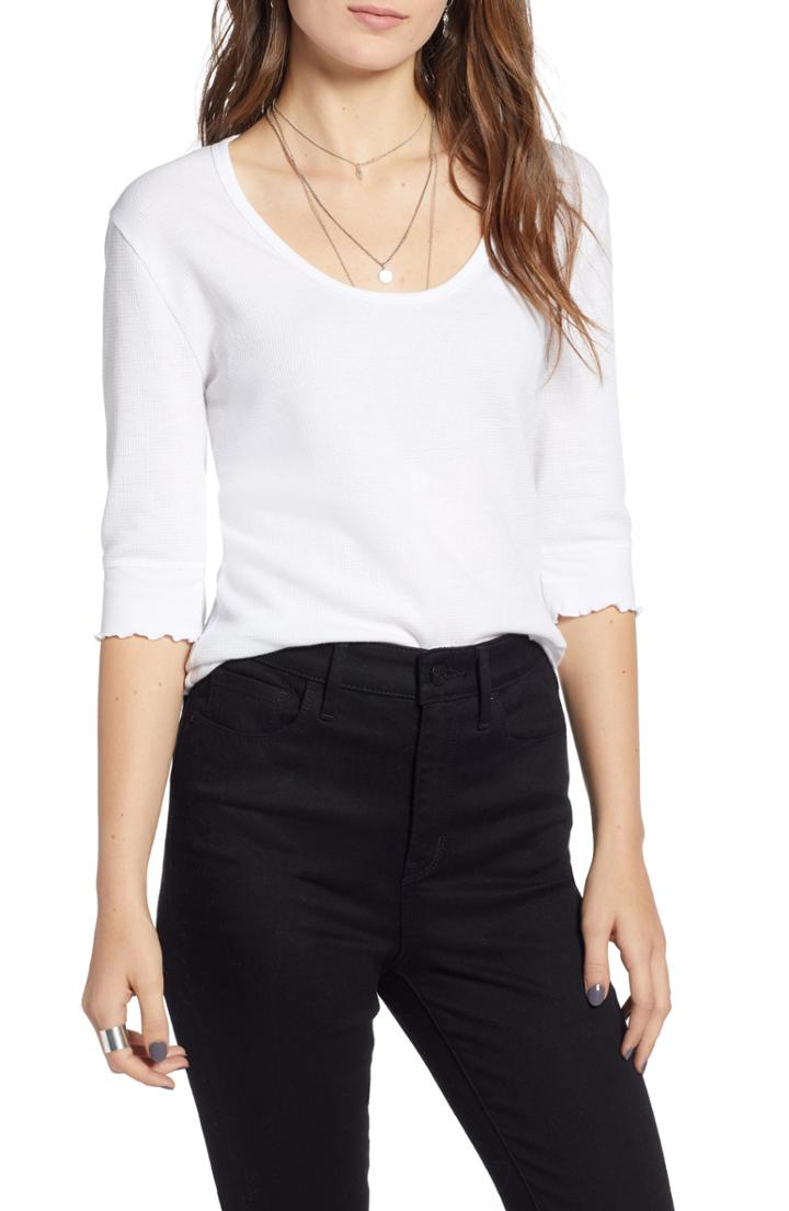 Women's Treasure & Bond Slim Fit Waffle Knit Tee - White