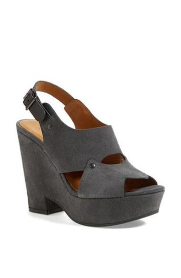 See By Chloe 'eva' Cutout Slingback Wedge Sandal Grey Suede