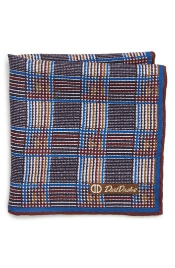 Men's David Donahue Plaid Wool & Silk Pocket Square, Size - Red