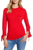 Women's Halogen Tie Sleeve Crewneck Sweater, Size - Red