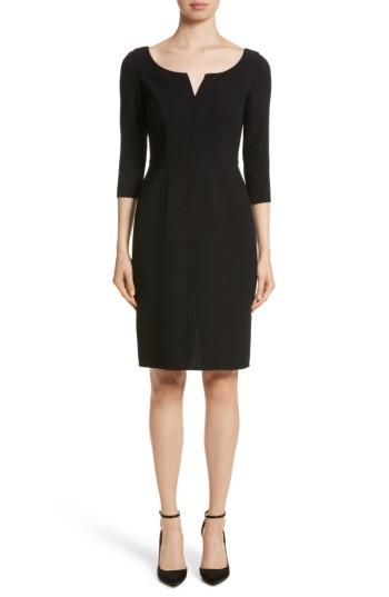 Women's Carmen Marc Valvo Double Face Wool Crepe Cocktail Dress - Black