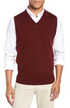 Men's Nordstrom Men's Shop Merino Wool Sweater Vest, Size - Burgundy