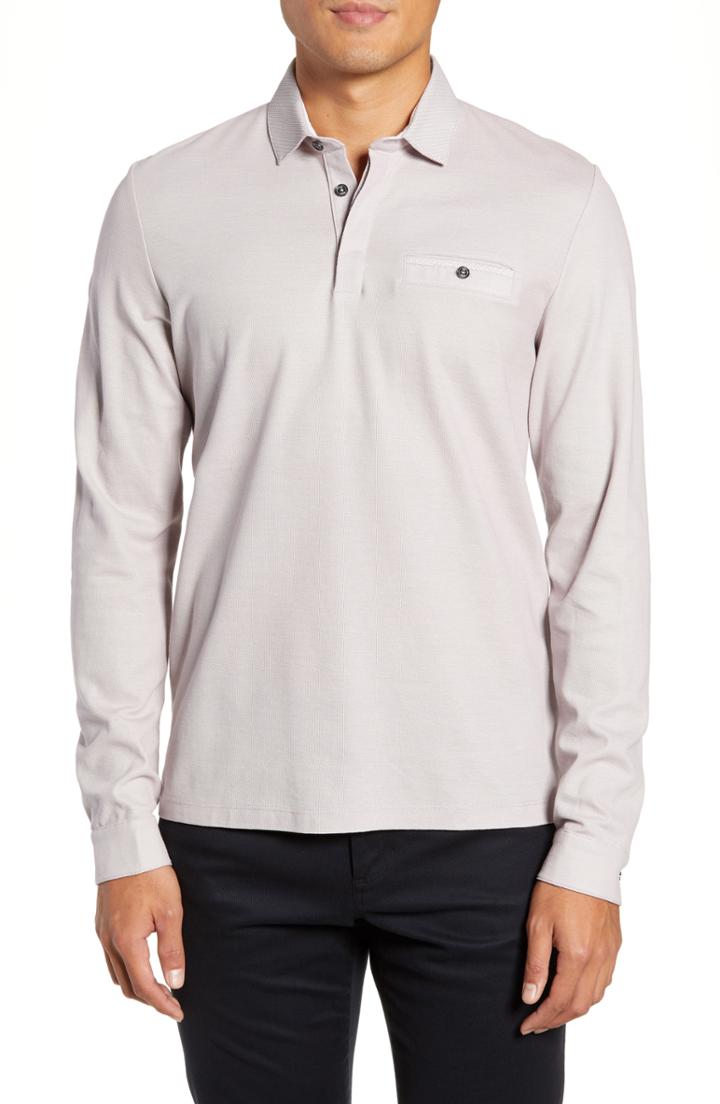 Men's Ted Baker London Dunes Slim Fit Long Sleeve Polo (s) - Purple