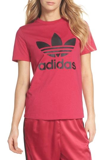 Women's Adidas Logo Graphic Short Sleeve Tee, Size - Pink