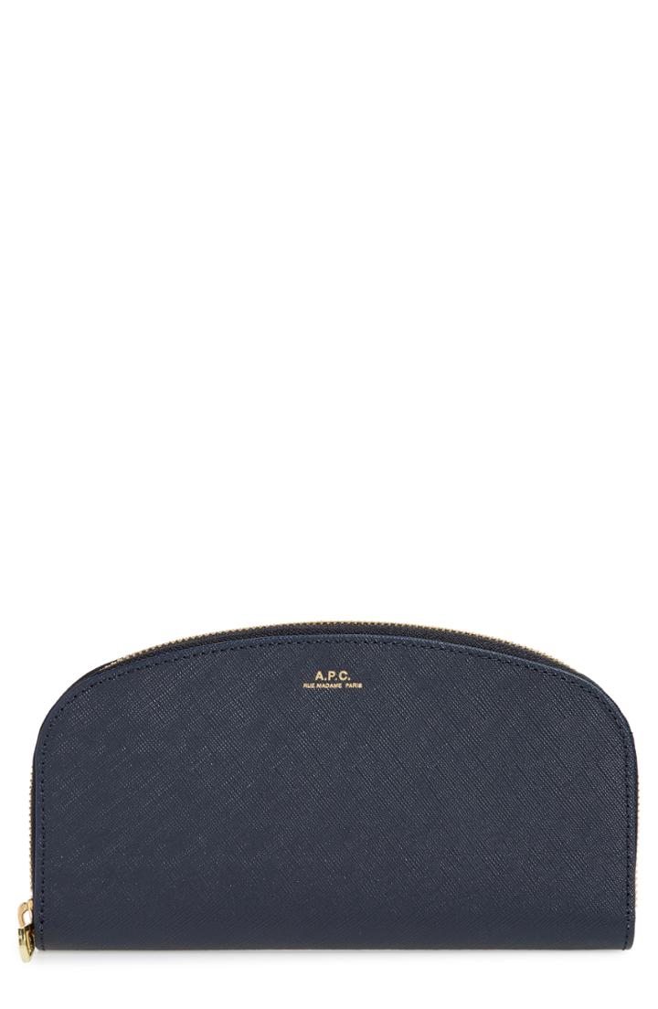 Women's A.p.c. Portefeuille Demilune Leather Wallet - Black