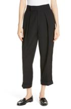 Women's Polo Ralph Lauren Satin Stripe Wool Crop Pants - Black