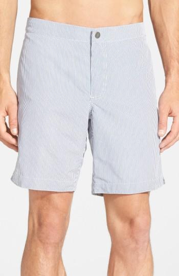 Men's Boto 'aruba - Stripe' Tailored Fit 8.5 Inch Board Shorts - Grey