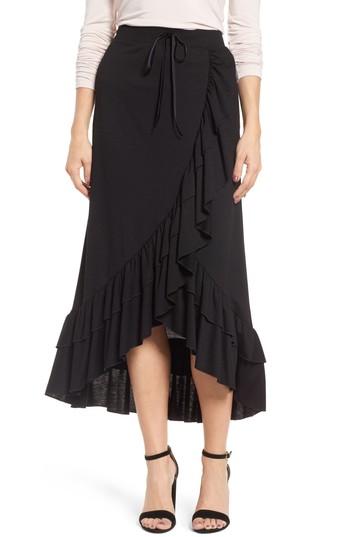 Women's Halogen Ruffle Midi Skirt, Size - Black
