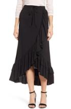 Women's Halogen Ruffle Midi Skirt, Size - Black