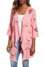 Women's Billy T Flamingo Embroidered Chambray Kimono - Pink