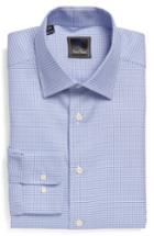 Men's David Donahue Regular Fit Check Dress Shirt - 32/33 - Blue