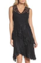 Women's Komarov Circle Lace Tiered Dress With Wrap - Black