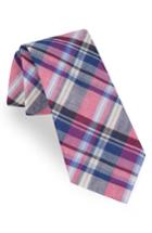 Men's Ted Baker London Plaid Cotton & Linen Tie, Size - Pink