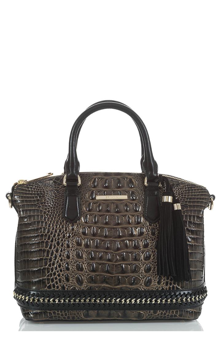 Brahmin Duxbury Chain Trim Leather Satchel - Grey