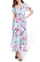 Women's Tahari Floral Tiered Maxi Dress - Blue