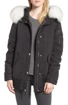 Women's 1 Madison Genuine Fox Fur Trim Down Bomber Jacket