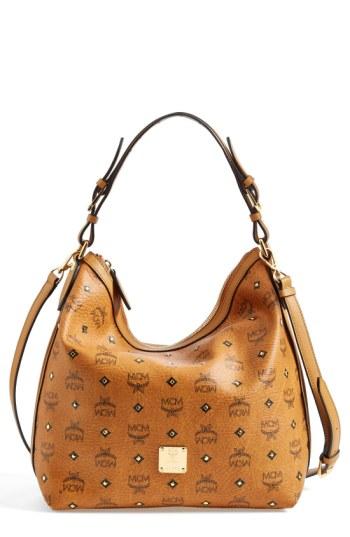 Mcm 'small Heritage - Cognac Visetos' Coated Canvas Hobo -