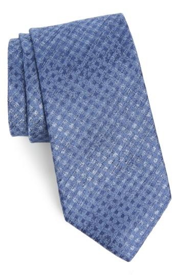 Men's Calibrate Porter Check Silk Tie, Size - Blue