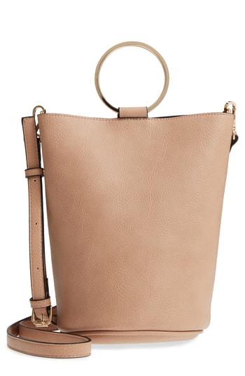 Mali + Lili Ilia Vegan Leather Ring Handle Bucket Bag - Brown
