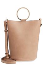Mali + Lili Ilia Vegan Leather Ring Handle Bucket Bag - Brown