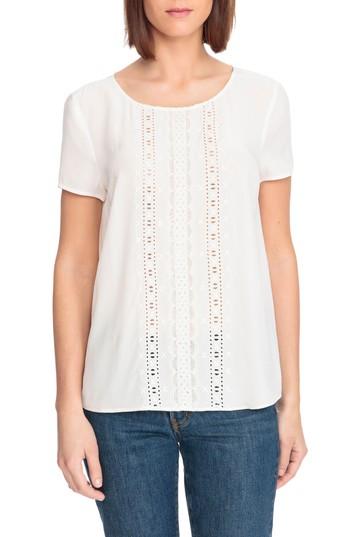 Women's Sezane Amy Cutwork Silk Blouse Us / 42 Fr - White