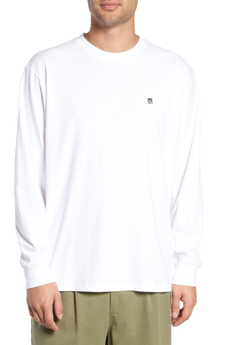 Men's Obey Eighty-nine Solid Box Long Sleeve T-shirt - White