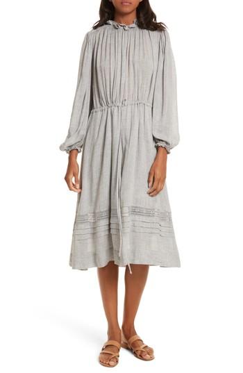 Women's Rebecca Taylor Lace Trim Gauze Drawstring Midi Dress