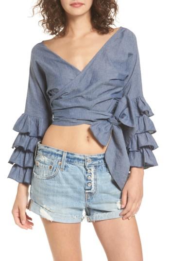 Women's Tularosa Pali Ruffle Sleeve Wrap Crop Top