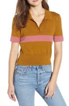 Women's Bp. Stripe Polo Sweater, Size - Brown