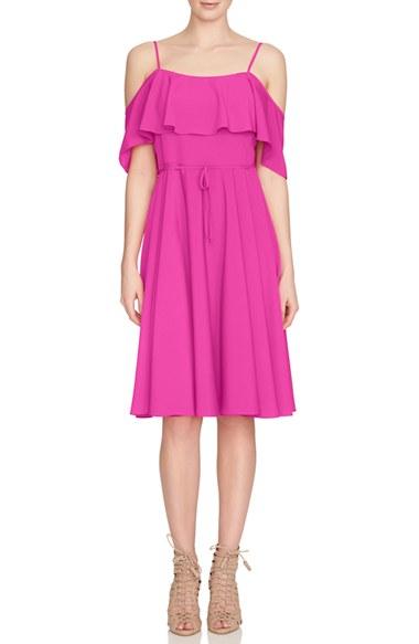 Women's Cece 'jackie' Cold Shoulder Fit & Flare Dress - Pink