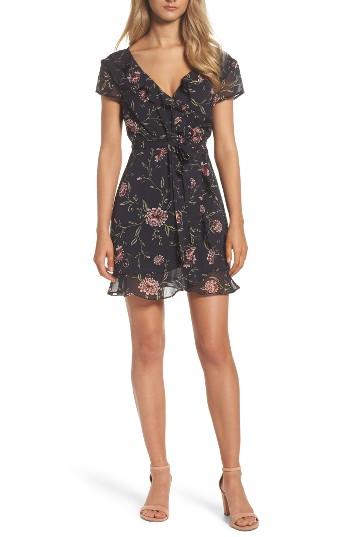 Women's Bardot Gothic Floral Dress - Black