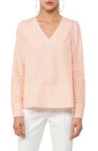 Women's Akris Punto Stripe A-line Cotton Blouse - Orange