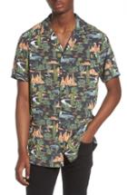Men's The Rail Print Camp Shirt, Size - Grey