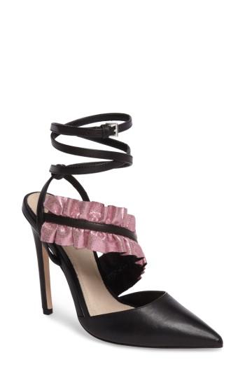 Women's Topshop Grill Frill Ankle Strap Pump .5us / 37eu - Black