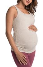 Women's Bun Maternity Stripe Maternity/nursing Tank Top - Beige